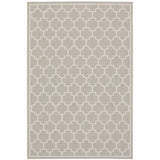 7' X 9' Gray and Ivory Geometric Stain Resistant Indoor Outdoor Area Rug