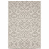 3' X 5' Gray and Ivory Floral Stain Resistant Indoor Outdoor Area Rug