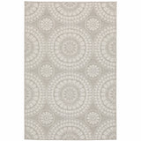 3' X 5' Gray and Ivory Geometric Stain Resistant Indoor Outdoor Area Rug