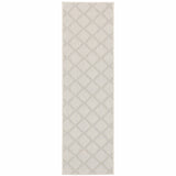 2' X 7' Gray and Ivory Geometric Stain Resistant Indoor Outdoor Area Rug