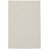 7' X 9' Gray and Ivory Geometric Stain Resistant Indoor Outdoor Area Rug