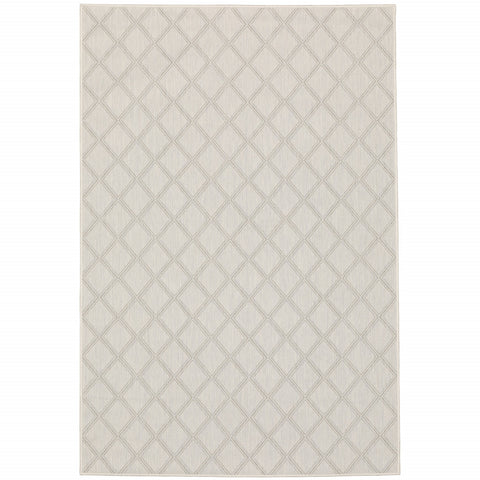 8' x 10' Gray and Ivory Geometric Stain Resistant Indoor Outdoor Area Rug