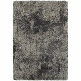 2' X 3' Charcoal Silver And Grey Abstract Shag Power Loom Stain Resistant Area Rug