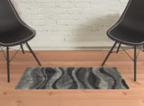 2' X 3' Gray And Charcoal Abstract Shag Area Rug