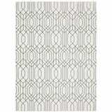 5' X 8' White And Grey Geometric Power Loom Stain Resistant Area Rug