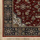 3' X 5' Red And Ivory Oriental Area Rug With Fringe