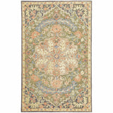 4' X 6' Blue Green Clay And Gold Oriental Tufted Handmade Stain Resistant Area Rug