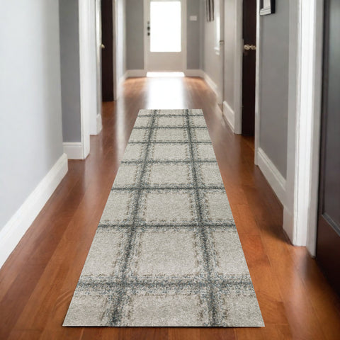 8' Gray Geometric Runner Rug