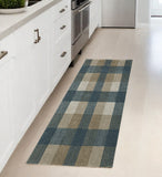 8' Tan And Gray Geometric Runner Rug