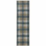 8' Tan And Gray Geometric Runner Rug