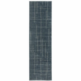 8' Blue And Gray Geometric Runner Rug
