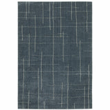3' X 5' Blue And Beige Geometric Distressed Area Rug