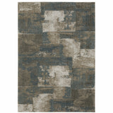 5' X 8' Teal Blue Geometric Power Loom Area Rug