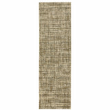 2' X 8' Beige Brown Tan And Blue Green Abstract Power Loom Stain Resistant Runner Rug