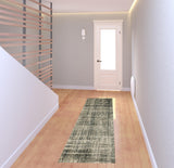 2' X 8' Charcoal Grey Beige And Tan Abstract Power Loom Stain Resistant Runner Rug