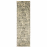 2' X 8' Grey Ivory Beige And Taupe Oriental Power Loom Stain Resistant Runner Rug