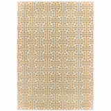 5' X 8' Gold And Ivory Geometric Power Loom Stain Resistant Area Rug