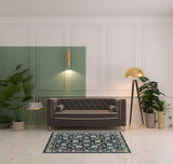 4' X 6' Navy Caramel And Ivory Oriental Power Loom Stain Resistant Area Rug
