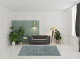7' X 9' Blue And Beige Abstract Area Rug