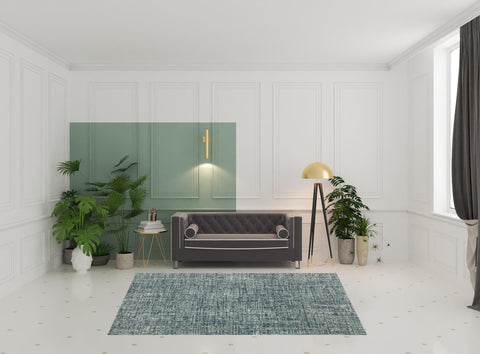 7' X 9' Blue And Beige Abstract Area Rug