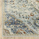 7' X 9' Blue And Beige Oriental Distressed Area Rug
