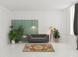 5' X 7' Rust Beige Teal Blue And Gold Oriental Power Loom Stain Resistant Area Rug