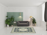 7' X 9' Teal Blue Oriental Area Rug
