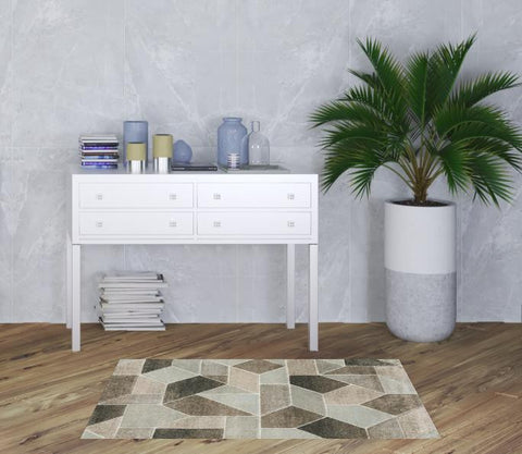 Gray And Ivory Geometric Area Rug