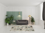 7' X 10' Ivory Gray And Charcoal Geometric Area Rug