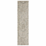 2' X 8' Beige And Ivory Geometric Power Loom Runner Rug