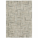 7' X 10' Ivory And Beige Geometric Area Rug