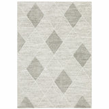 7' X 10' Gray And Ivory Geometric Area Rug