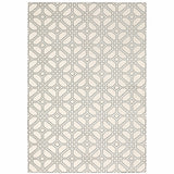 5' X 8' Ivory And Grey Geometric Power Loom Stain Resistant Area Rug