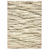 4' X 6' Ivory Sand And Ash Abstract Power Loom Stain Resistant Area Rug