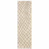 2' X 8' Ivory And Grey Geometric Power Loom Stain Resistant Runner Rug