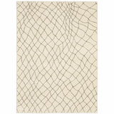 5' X 7' Ivory And Grey Geometric Power Loom Stain Resistant Area Rug