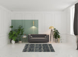 5' X 7' Blue And Ivory Geometric Power Loom Stain Resistant Area Rug