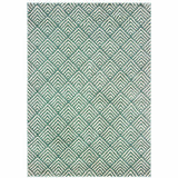 5' X 7' Foam Blue And Ivory Geometric Power Loom Stain Resistant Area Rug