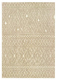 8' Sand And Ivory Geometric Power Loom Runner Rug