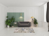 5' X 8' Grey Blue Ivory Brown And Navy Abstract Power Loom Stain Resistant Area Rug