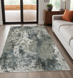 5' X 8' Gray and Ivory Abstract Power Loom Area Rug