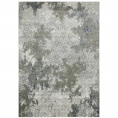 7' X 10' Beige And Gray Abstract Distressed Area Rug