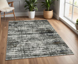 4' X 6' Charcoal And Gray Abstract Distressed Area Rug