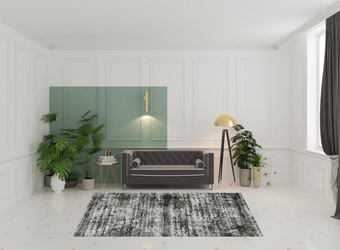 7' X 10' Charcoal And Gray Abstract Distressed Area Rug
