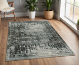 4' X 6' Charcoal And Gray Oriental Distressed Area Rug