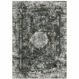 7' X 10' Charcoal And Gray Oriental Distressed Area Rug
