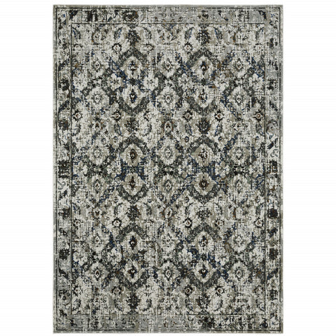 5' X 8' Charcoal And Gray Oriental Distressed Area Rug
