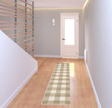 2' X 8' Beige And Ivory Geometric Power Loom Stain Resistant Runner Rug