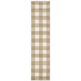 2' X 8' Beige And Ivory Geometric Power Loom Stain Resistant Runner Rug