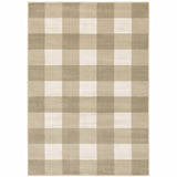 6' X 9' Beige And Ivory Geometric Power Loom Stain Resistant Area Rug